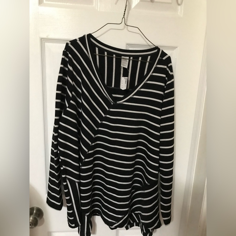 NWT Black & White Stripes Size 18/20 Ave Leisure Style 1480